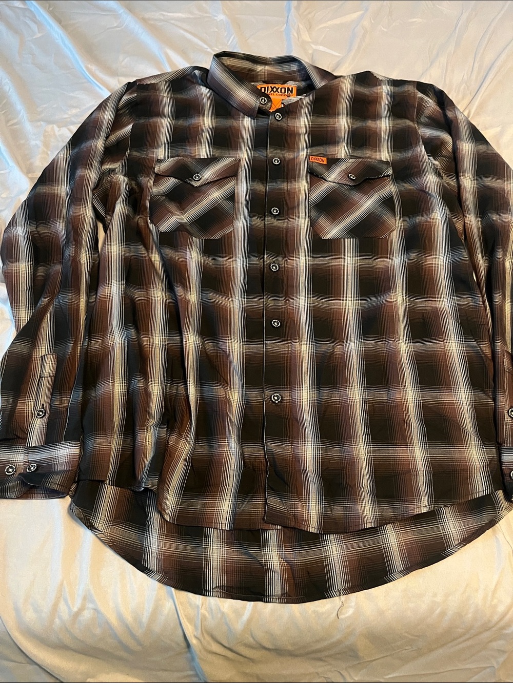 DIXXON Brown and Black Plaid Casual Button-Down Shirt